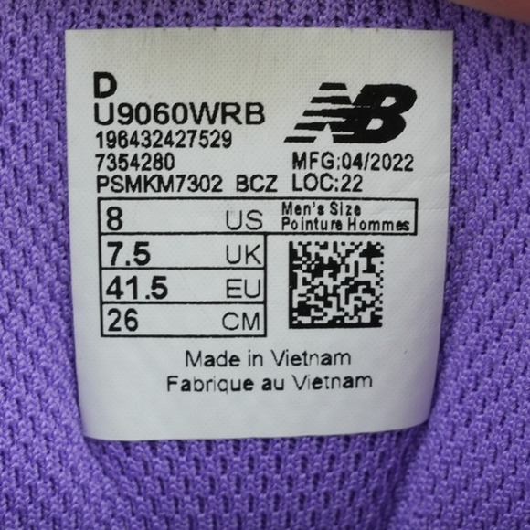 New Balance 9060 Shoes Mens 8 Warped Multi Color U9060WRB - Picture 10 of 10